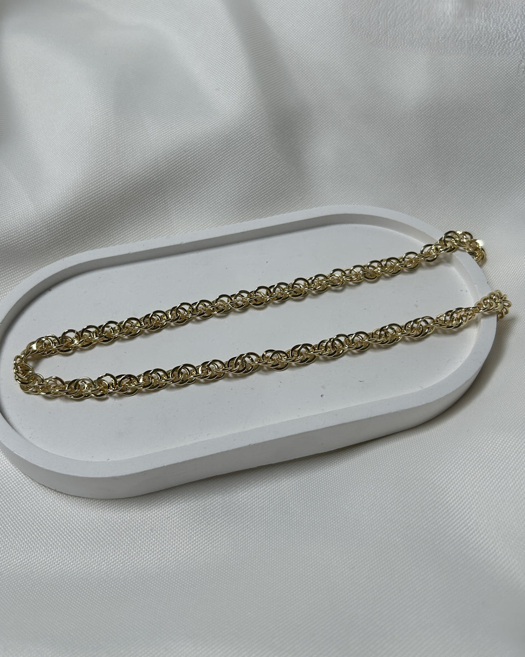 Kalın Halka Zincir Altın Renk Çelik Kolye