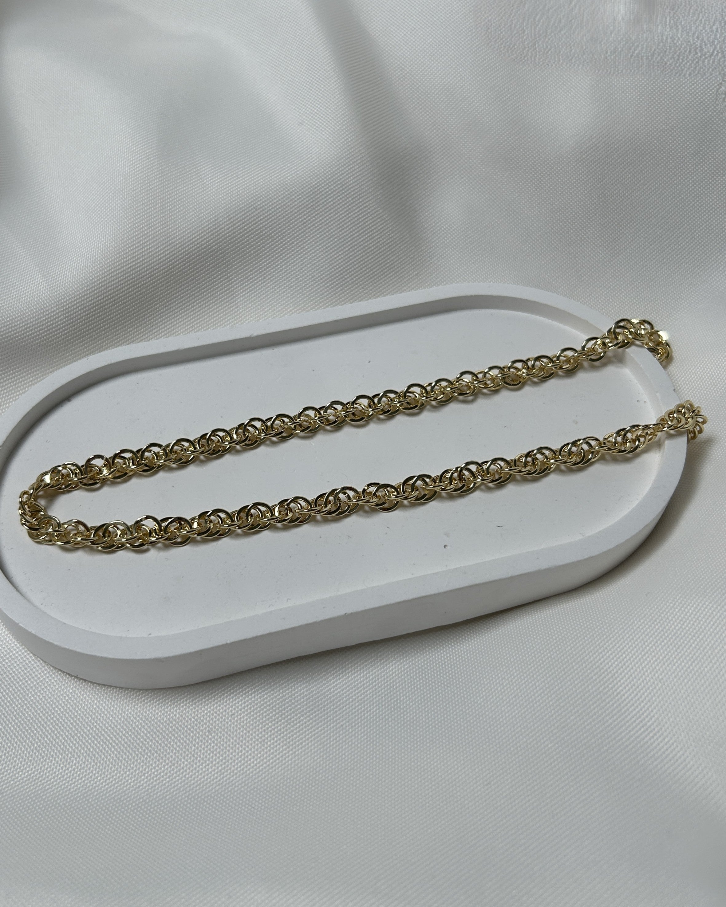 Kalın Halka Zincir Altın Renk Çelik Kolye