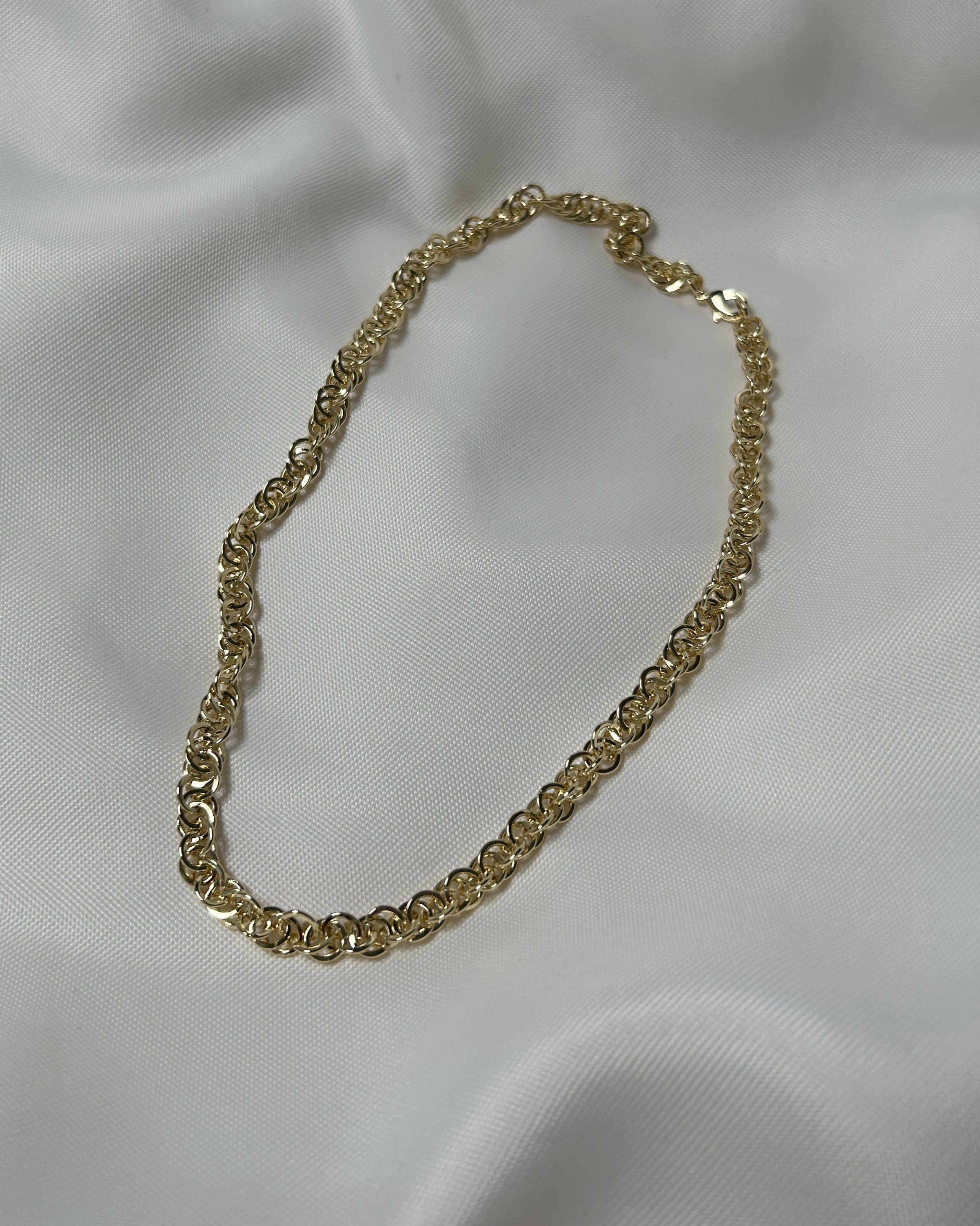 Kalın Halka Zincir Altın Renk Çelik Kolye