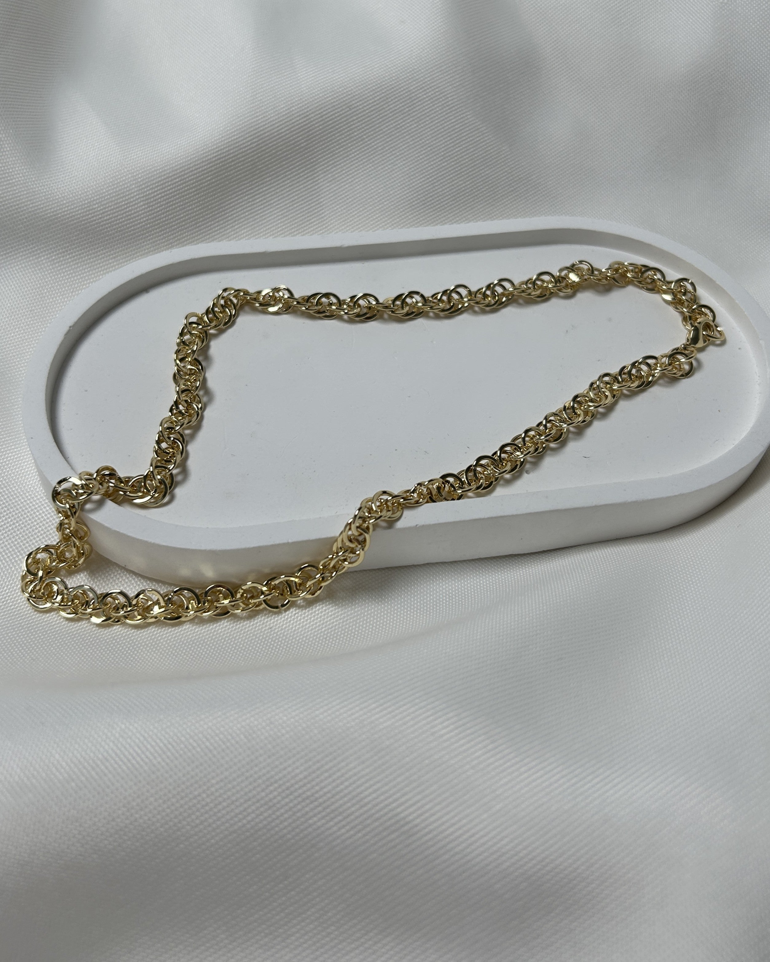 Kalın Halka Zincir Altın Renk Çelik Kolye