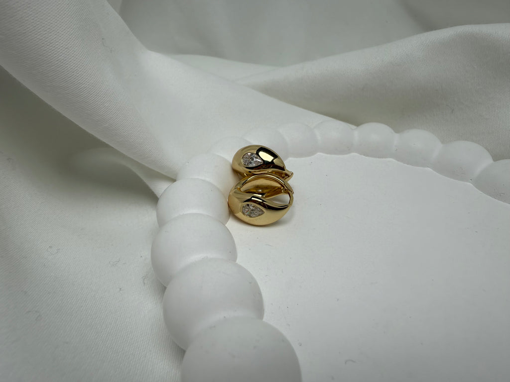 Zirkon Taşlı Damla Çelik Küpe XP