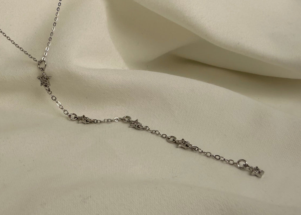 Yıldız Detaylı Taşlı Çelik Y Kolye