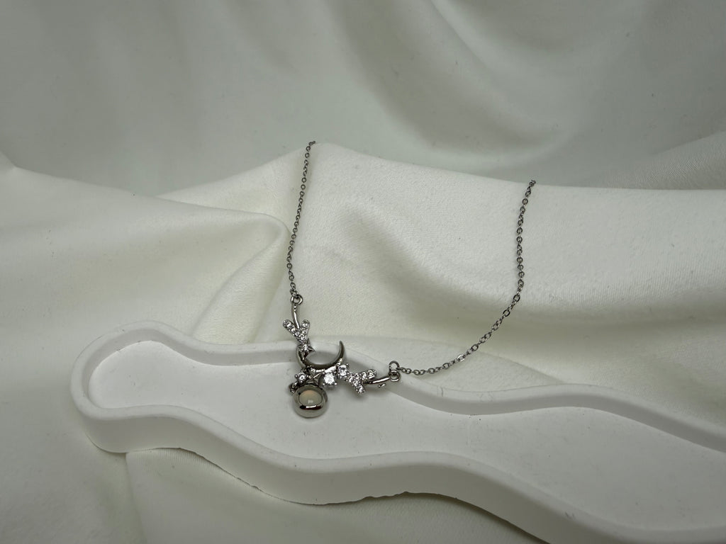 Sallantılı Ay Yıldız Gökyüzü Çelik Kolye