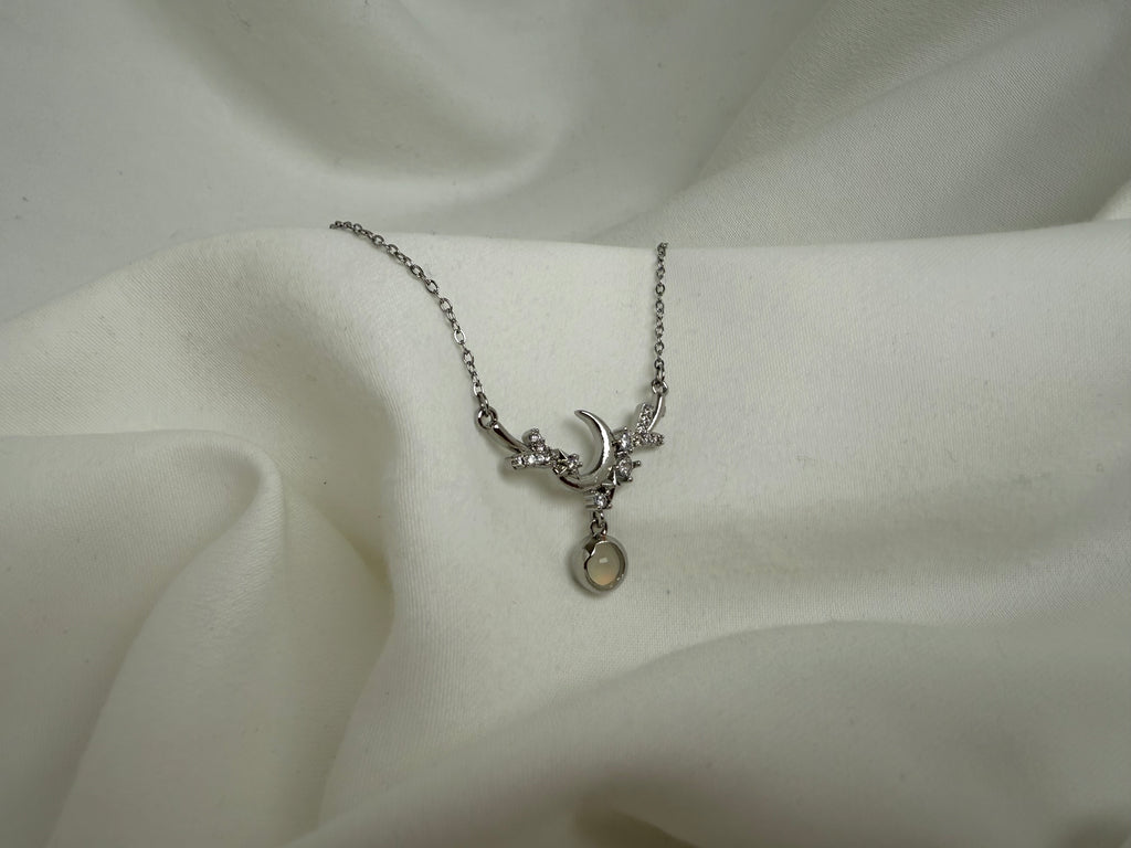 Sallantılı Ay Yıldız Gökyüzü Çelik Kolye