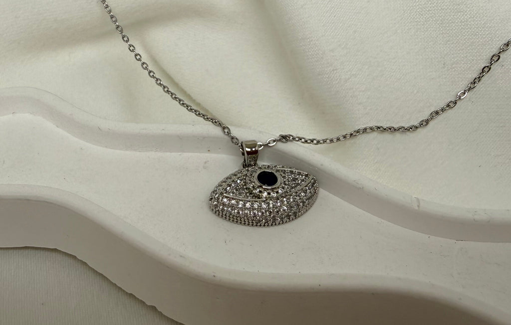 Göz Figürlü Taşlı Çelik Kolye