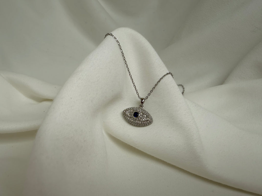 Göz Figürlü Taşlı Çelik Kolye