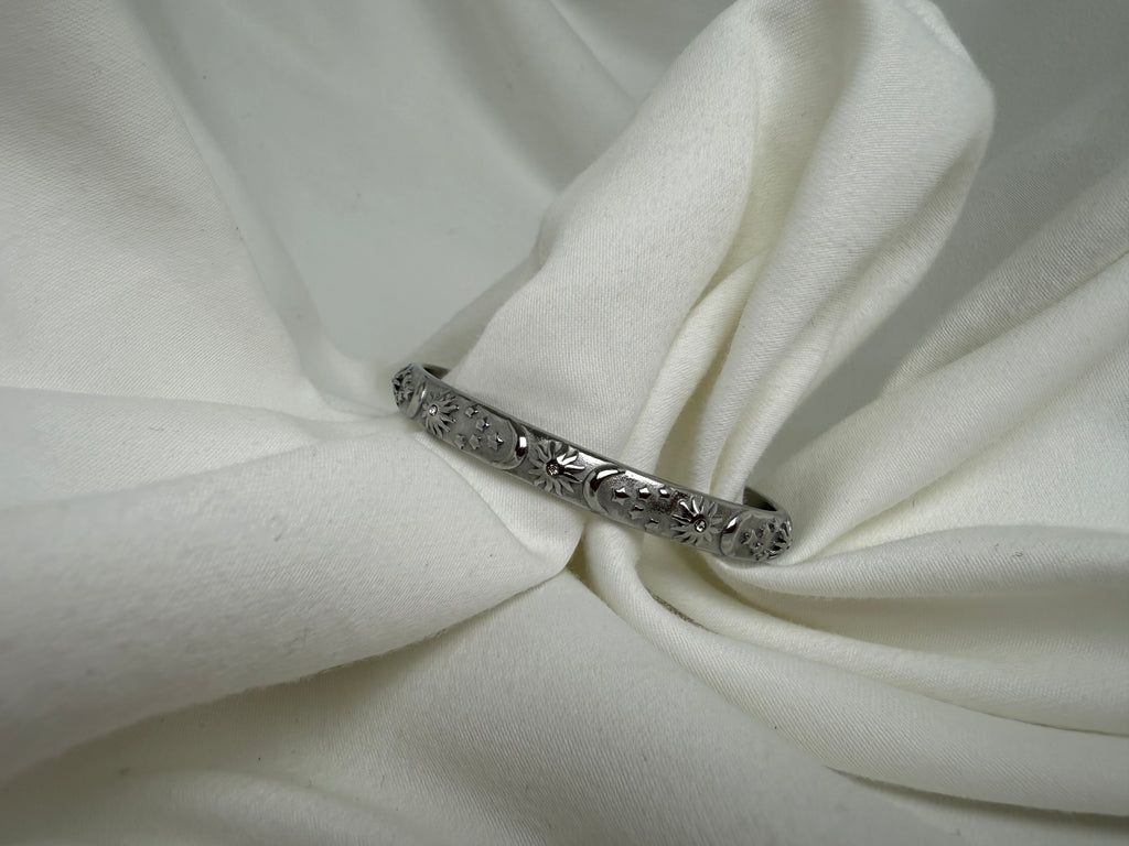 Ay Güneş Zirkon Taşlı Çelik Kelepçe Bileklik