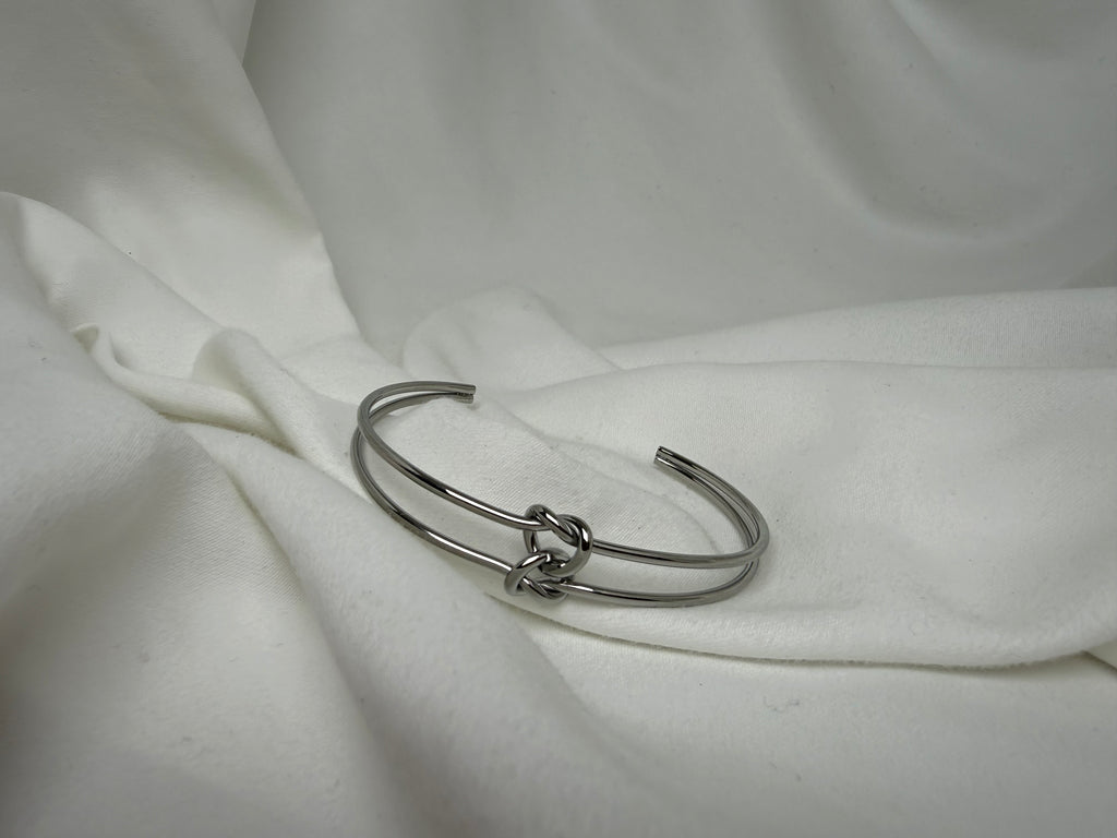 Düğüm Detaylı İkili Çelik Kelepçe Bileklik