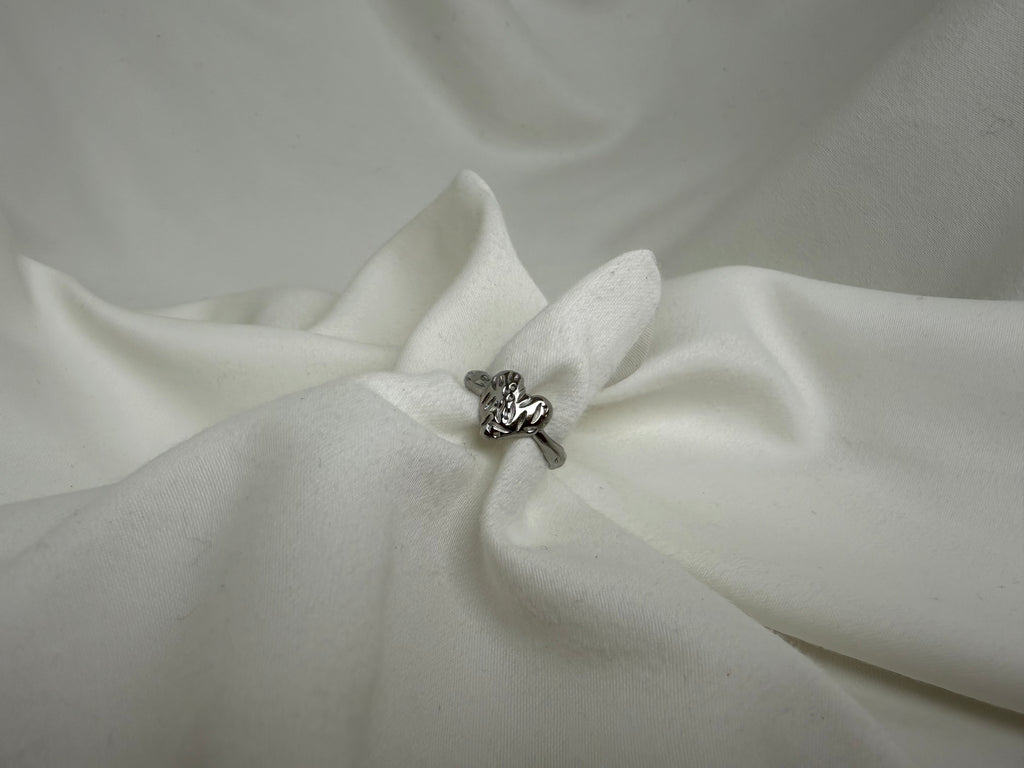 Desenli Minimal Kalpli Çelik Yüzük