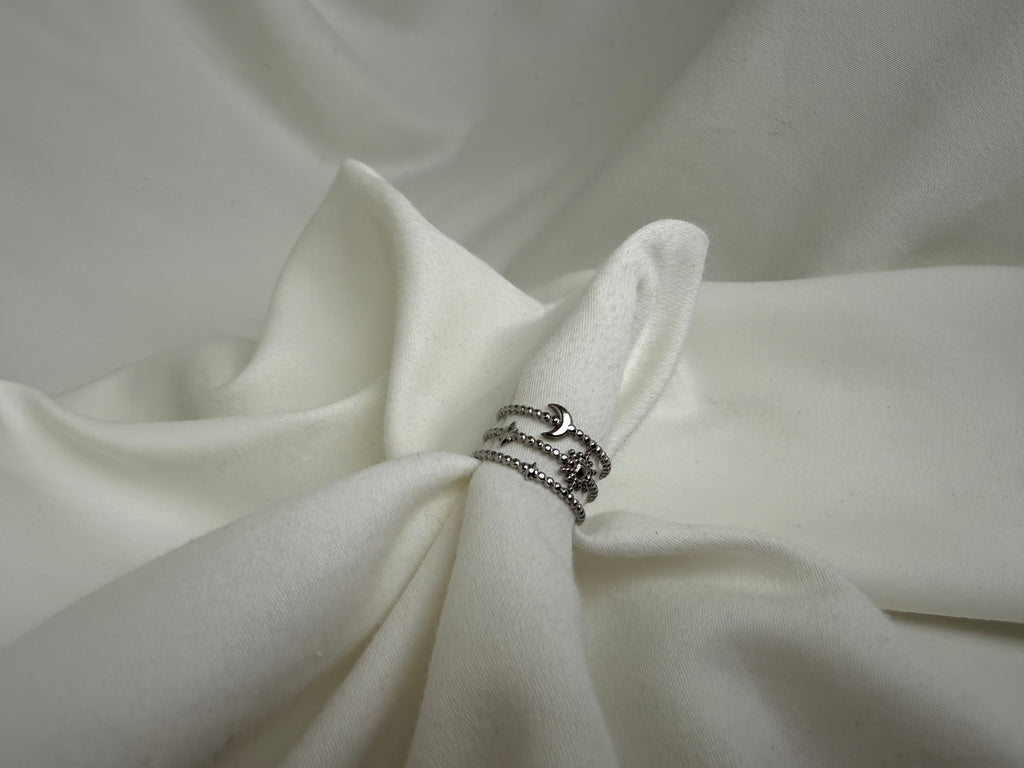 Üçlü Yıldız Ay Güneş Ayarlanabilen Çelik Yüzük