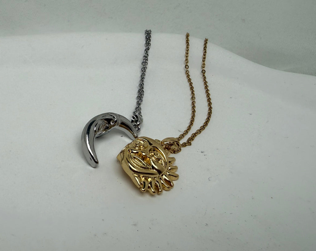 Güneş ve Ay Figürlü İkili Arkadaşlık Çelik Kolye