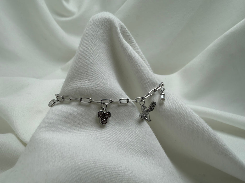 Arı Kovan Bal Charmlı Çelik Bileklik