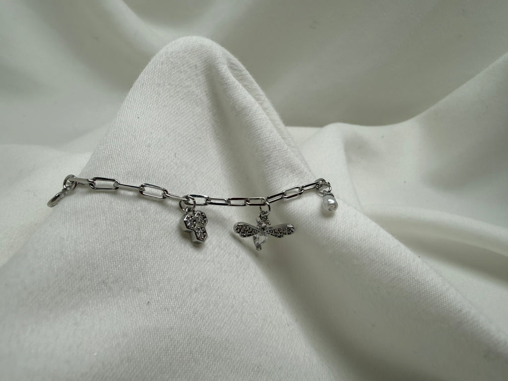 Arı Kovan Bal Charmlı Çelik Bileklik