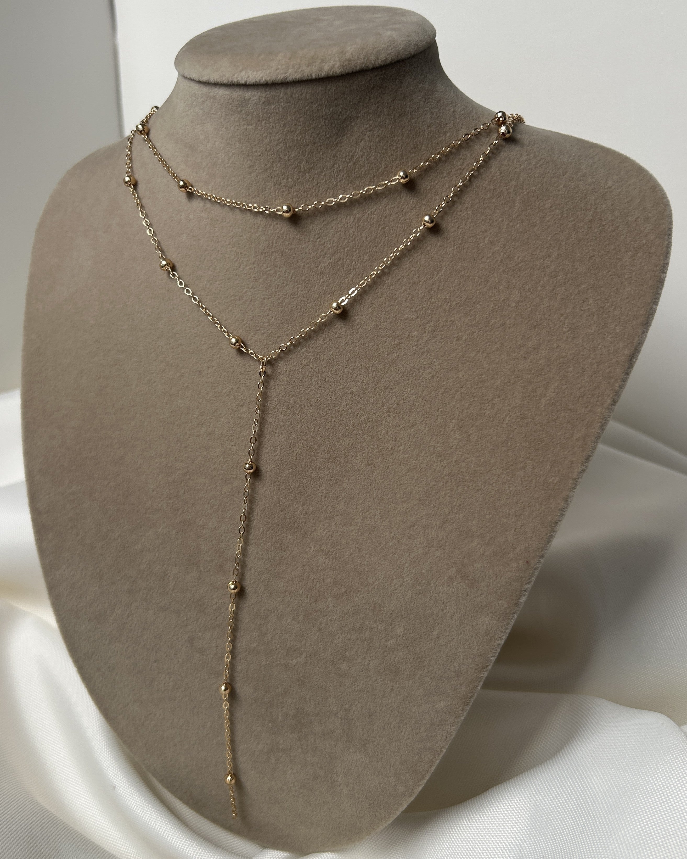 Çift Zincir Top Zincir Y Çelik Kolye