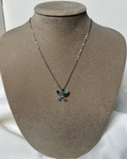 Turkuaz ve Mavi Taşlı Kelebek Çelik Kolye