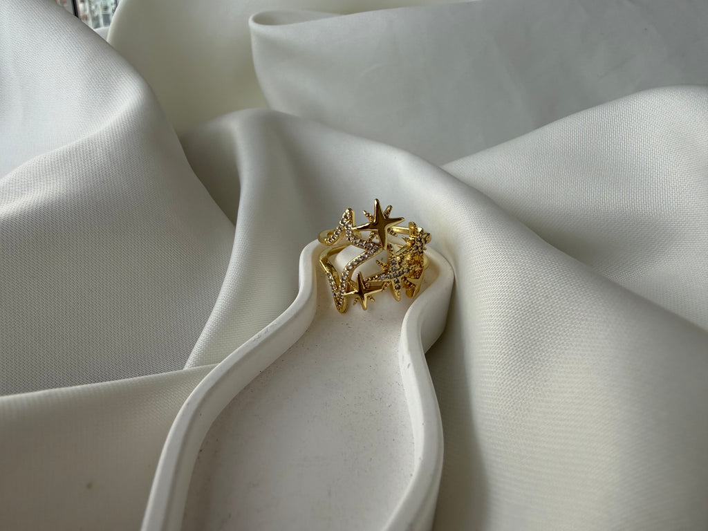 Yıldızlar Zirkon Taşlı Yıldızlar Çelik Yüzük