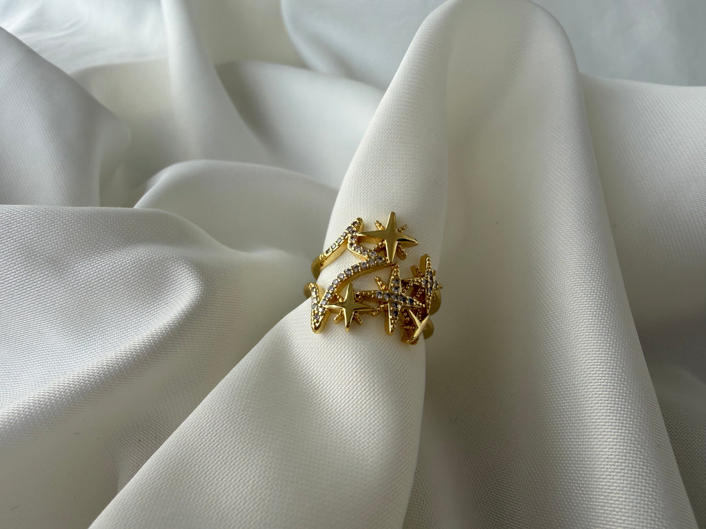 Yıldızlar Zirkon Taşlı Yıldızlar Çelik Yüzük