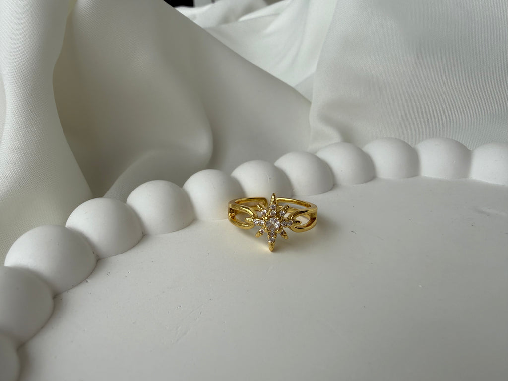 Kuzey Yıldızı Taşlı Zarif Ayarlanabilen Çelik Yüzük