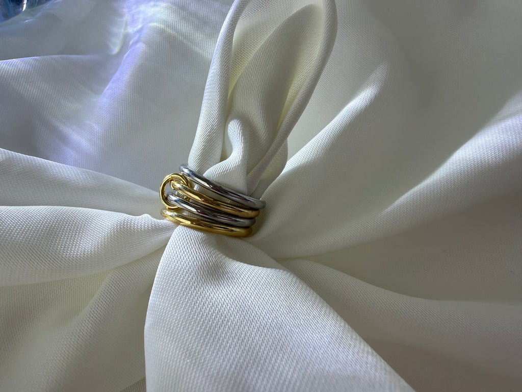 Çift Renkli Çoklu Bağlantılı Çelik Yüzük