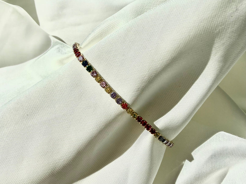 Renkli Taşlı Su Yolu Çelik Bileklik