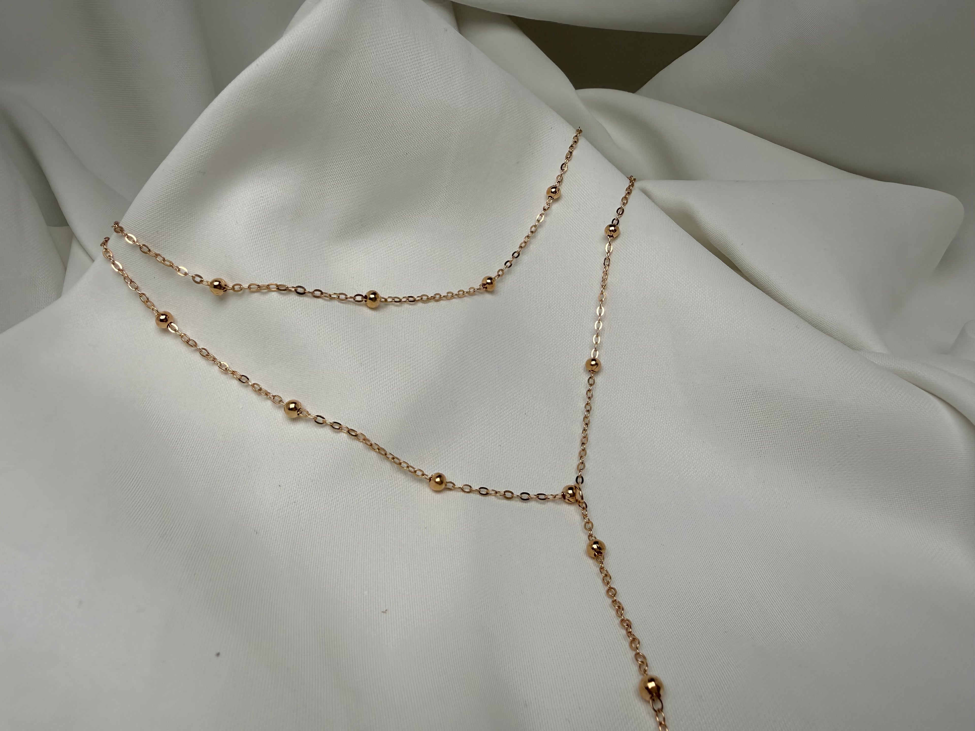 Çift Zincir Top Zincir Y Çelik Kolye