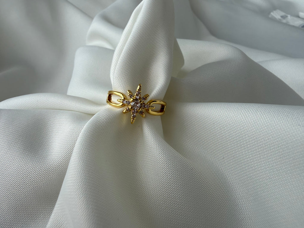 Kuzey Yıldızı Taşlı Zarif Ayarlanabilen Çelik Yüzük