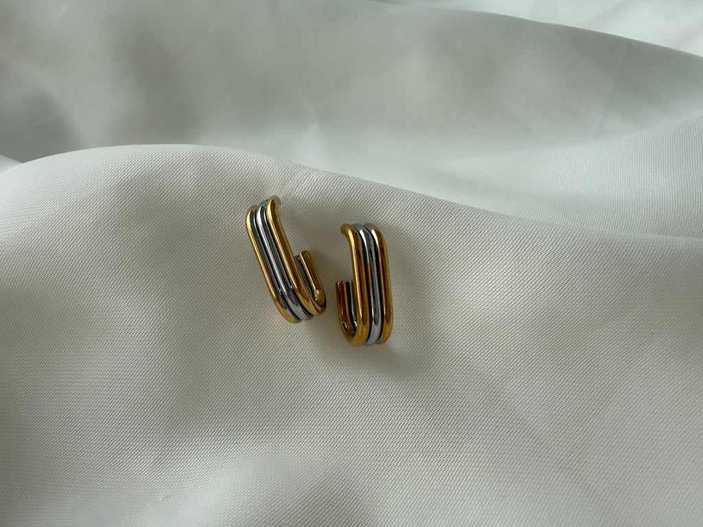 Mix Üçlü Halka Çelik Çivi Küpe