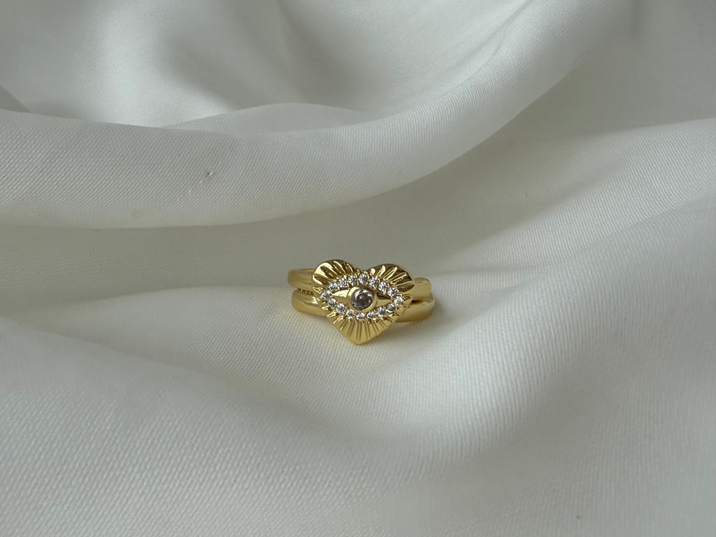 Kalp Simgeli İkili Ayarlanabilir Çelik Yüzük