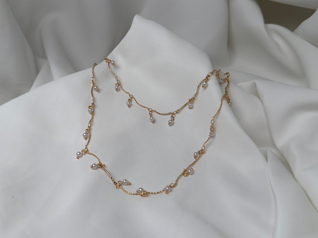 Çelik Ayarlanabilen İncili Sallantılı Şık Y Kolye