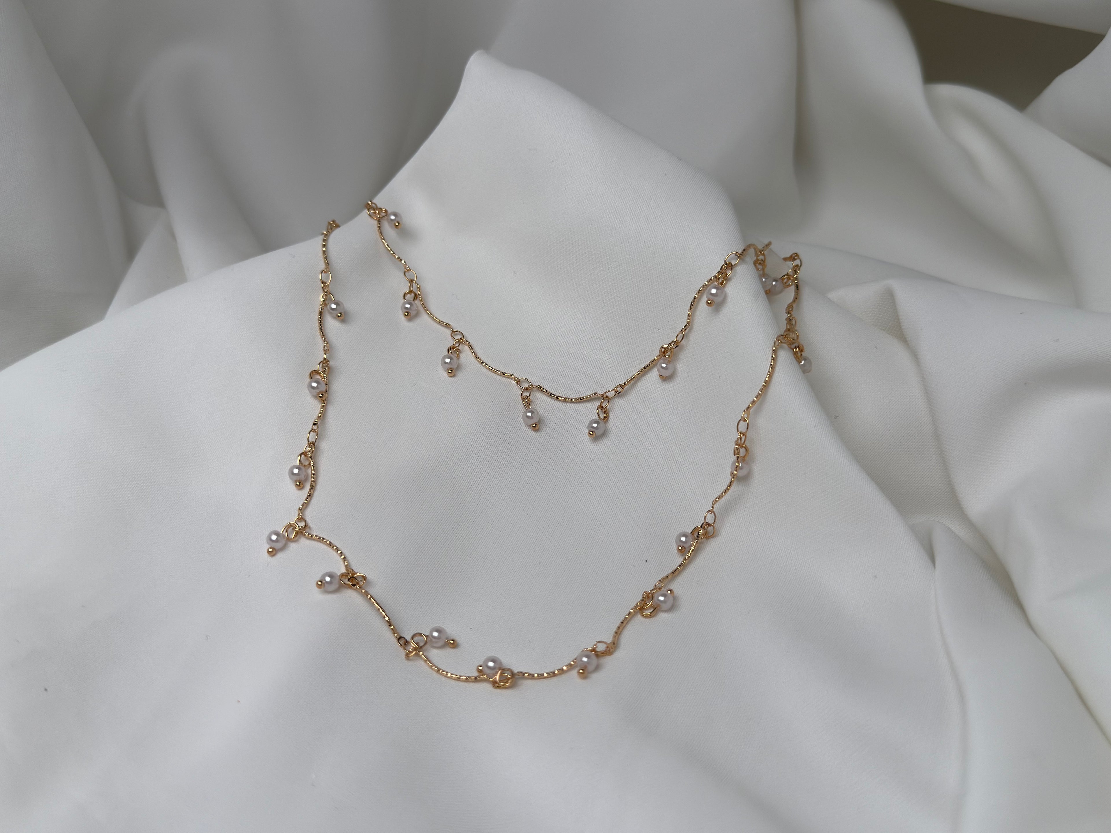 Çelik Ayarlanabilen İncili Sallantılı Şık Y Kolye