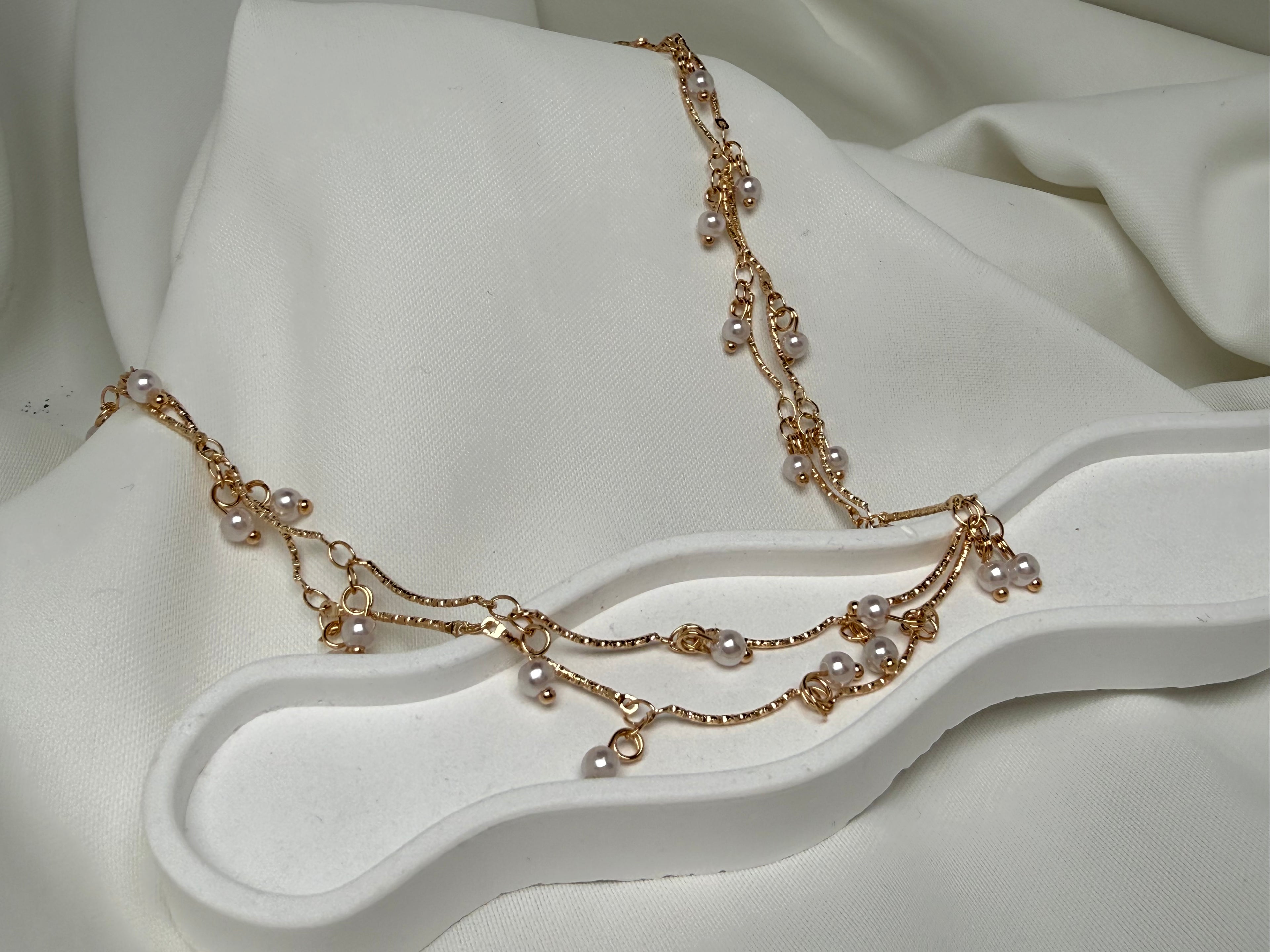 Çelik Ayarlanabilen İncili Sallantılı Şık Y Kolye