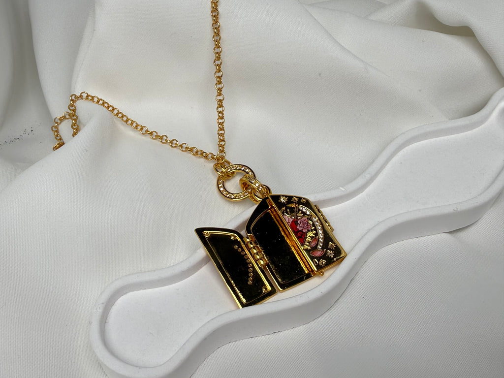 Çelik Kalpli Çiçekli Kapı Charmlı Açılabilen Çelik Kolye