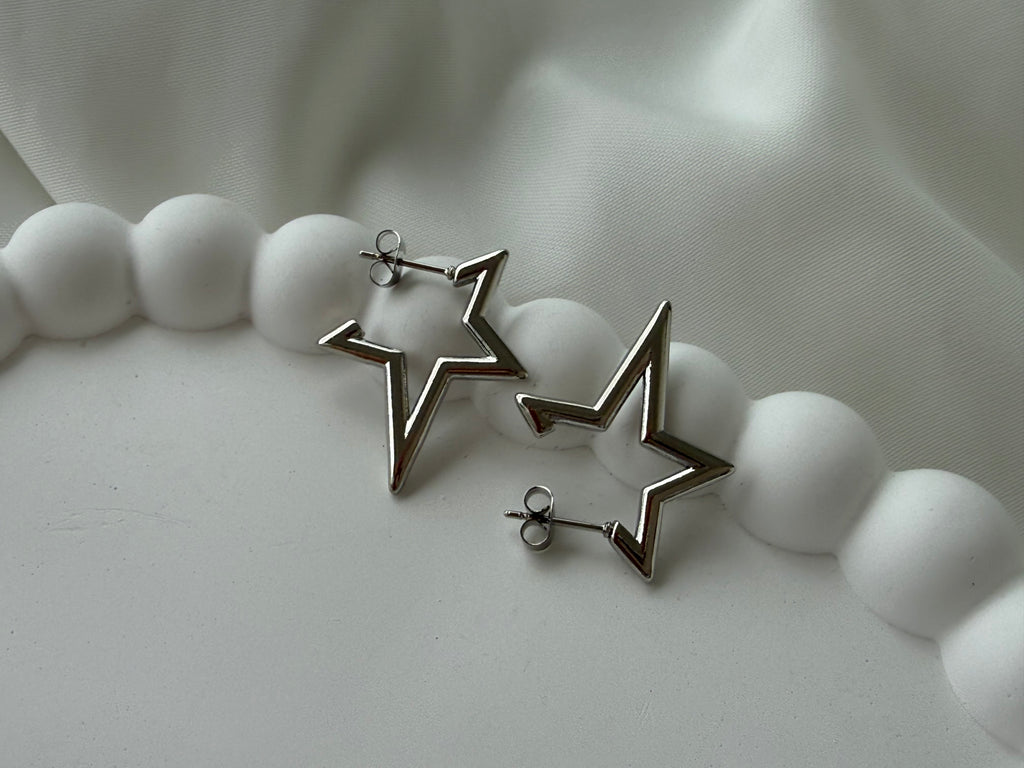 Yıldız Form Halka Çelik Küpe