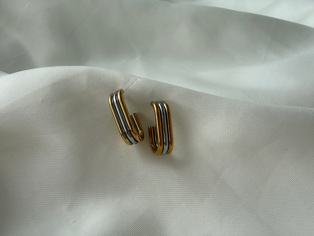 Mix Üçlü Halka Çelik Çivi Küpe