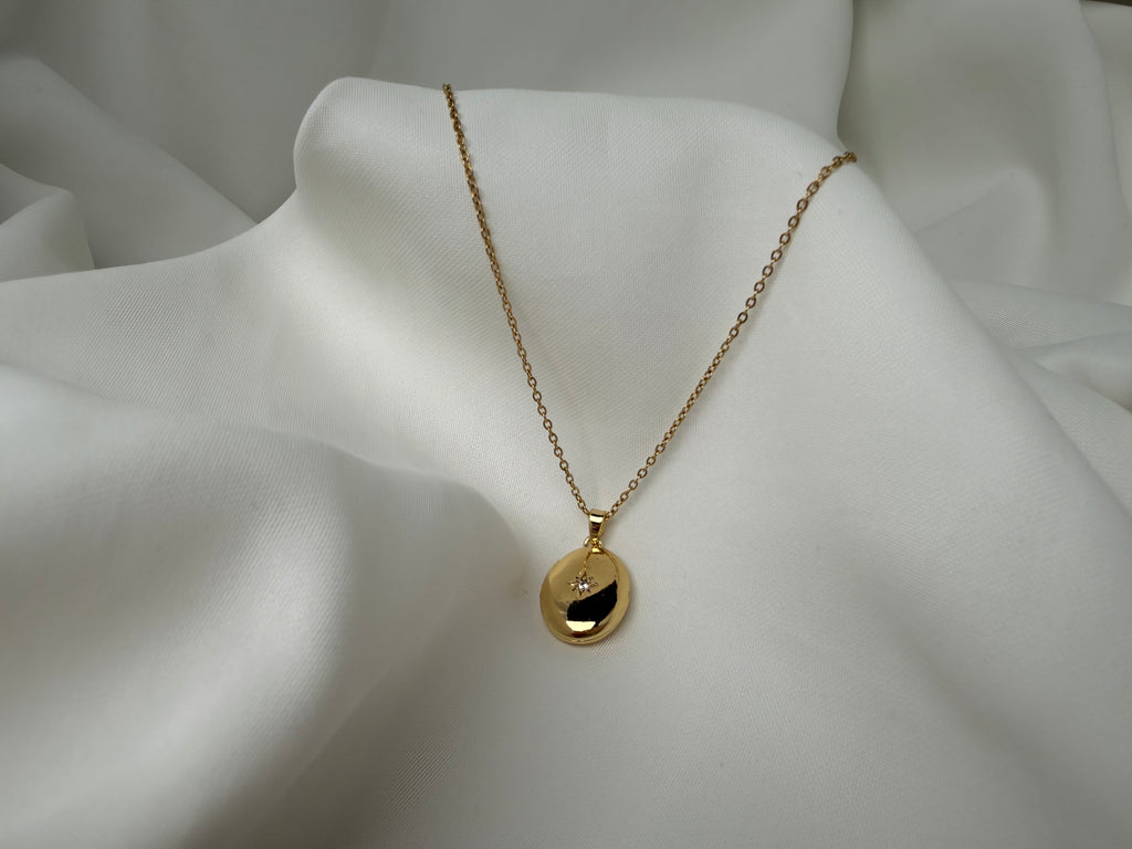 Taşlı Açılabilen Yuvarlak Uçlu Çelik Kolye